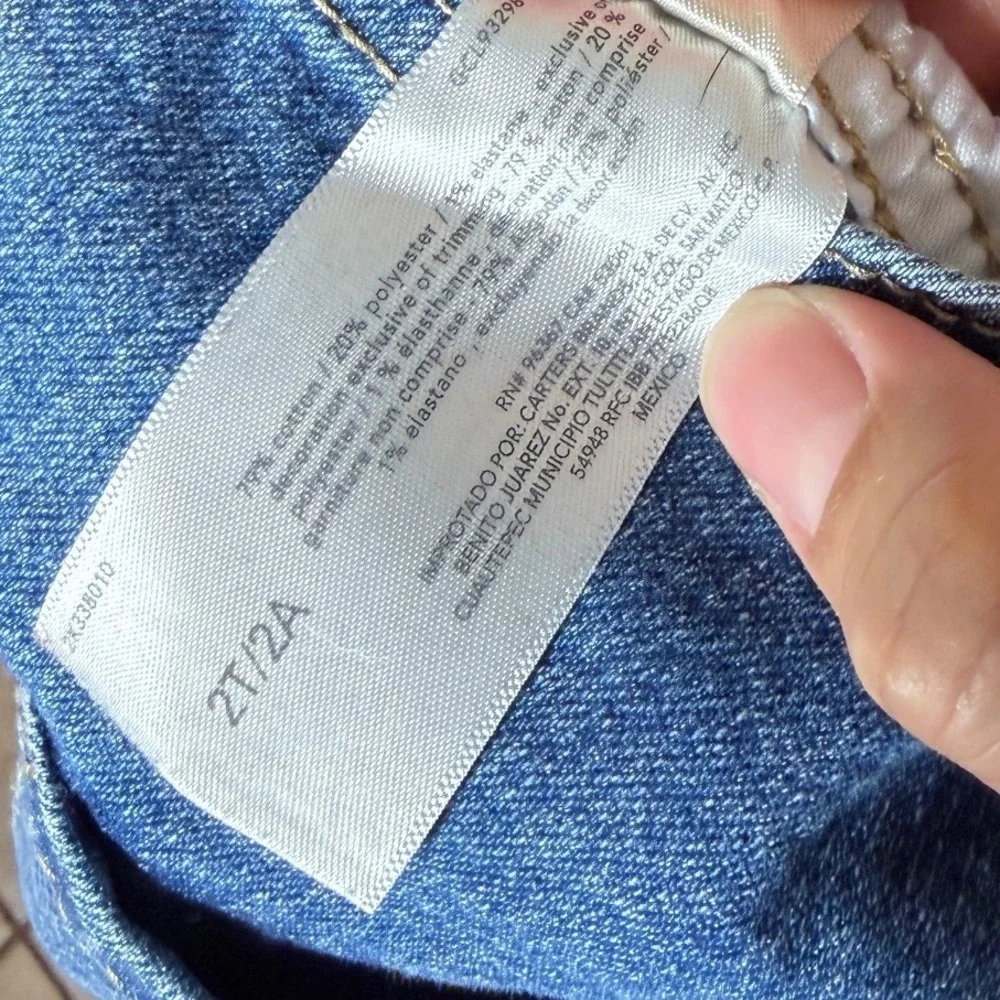 OshKosh Bgosh Kids 2T Blue Denim Floral Trim Bib Overalls Medium Wash